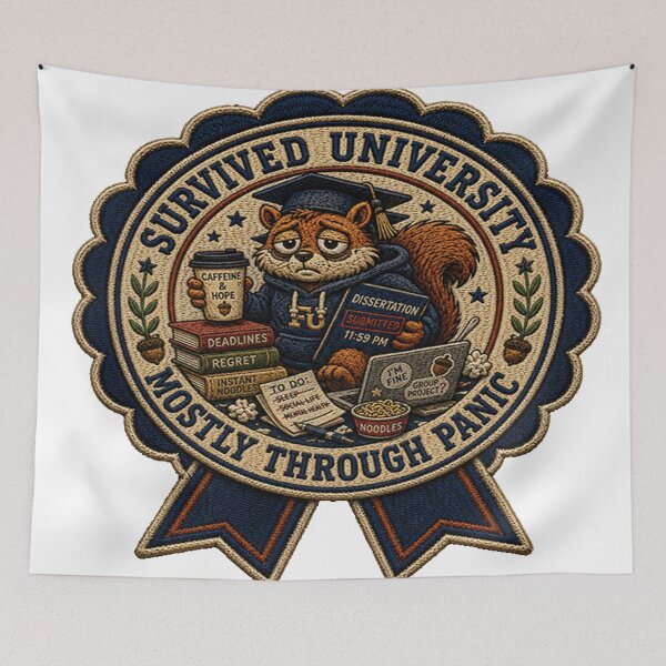 Item preview, Survived University Mostly Through Panic designed and sold by SecretSquirrellDesigns.