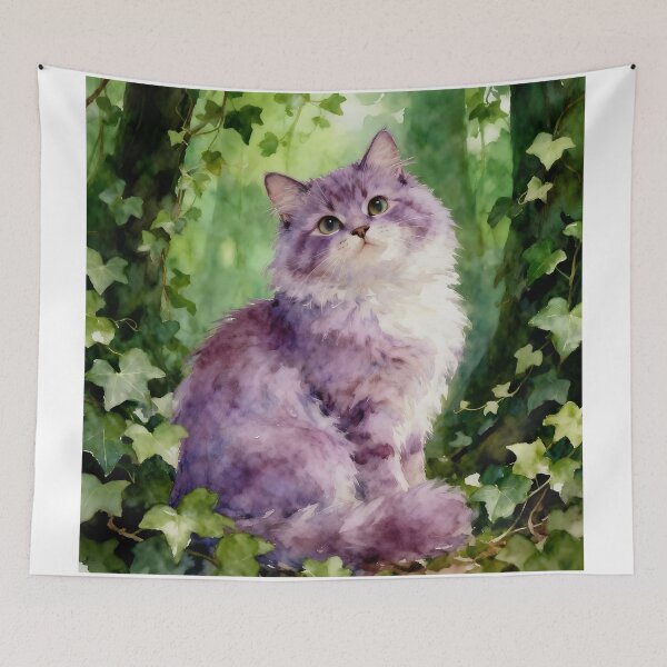 Item preview, Purple Cat Among Ivy designed and sold by Shelley Loewnau-Jones Studio.