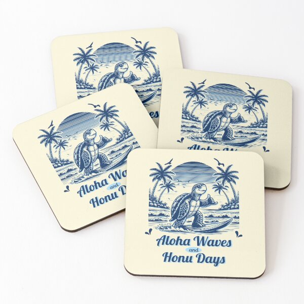 Item preview, Aloha Waves and Honu Days Surfing Sea Turtle Design | Hawaiian Beach Retro Art designed and sold by Sachie's Studio.