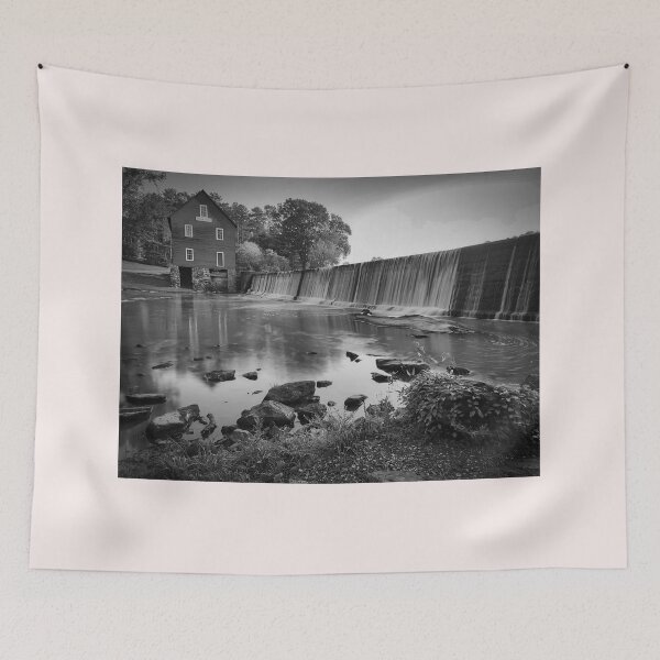 Item preview, Black and White old Mill at Waterfall designed and sold by Craig Kauzmann.
