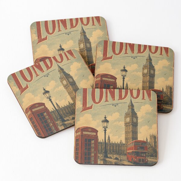 Item preview, London´s Iconic Charm: Vintage Big Ben, Red Bus Poster designed and sold by Clavivs.