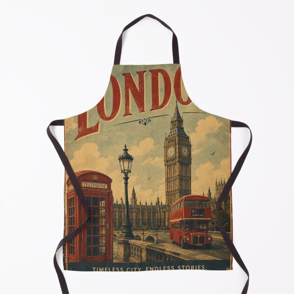 Item preview, London´s Iconic Charm: Vintage Big Ben, Red Bus Poster designed and sold by Clavivs.