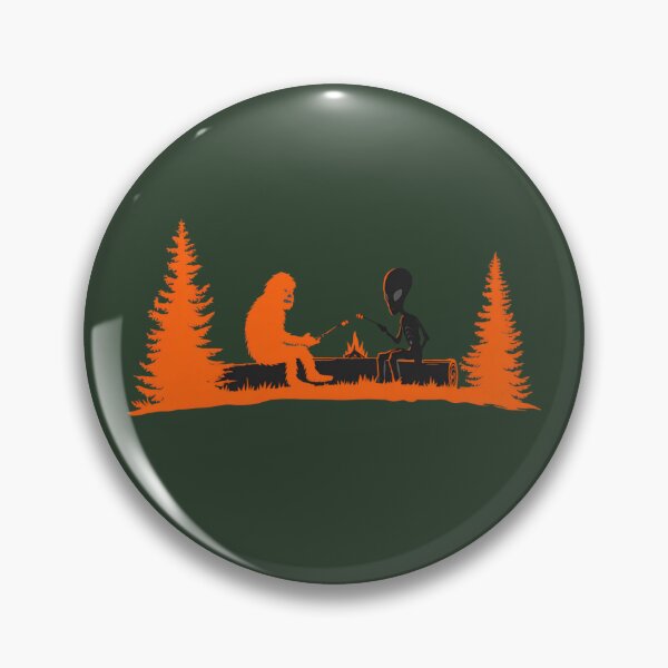 Item preview, Humorous Bigfoot and Alien Roasting Smores Campfire Friendship designed and sold by Cosmic Cactus.