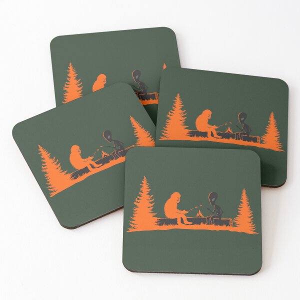 Item preview, Humorous Bigfoot and Alien Roasting Smores Campfire Friendship designed and sold by Cosmic Cactus.