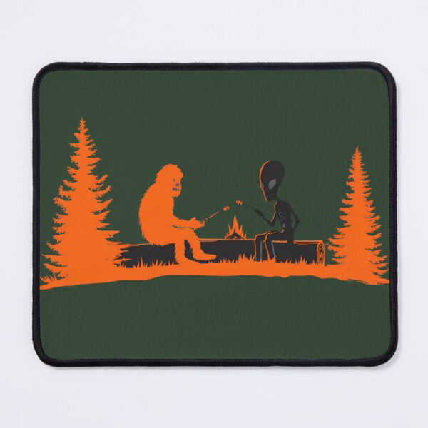 Item preview, Humorous Bigfoot and Alien Roasting Smores Campfire Friendship designed and sold by Cosmic Cactus.