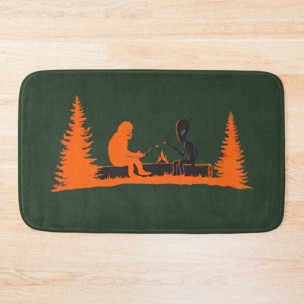 Item preview, Humorous Bigfoot and Alien Roasting Smores Campfire Friendship designed and sold by Cosmic Cactus.