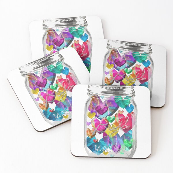 Item preview, Mason Jar Of Hearts Colorful Romantic Love Art designed and sold by Sharon Cummings Art.