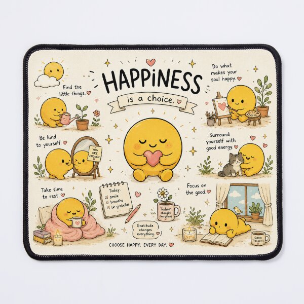 Item preview, Happiness Is A Choice Cute Motivational Yellow Blob Aesthetic designed and sold by CraftMuse19.