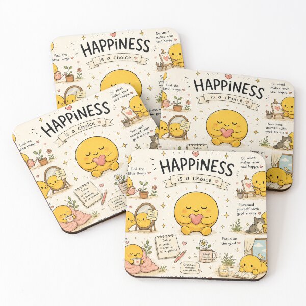 Item preview, Happiness Is A Choice Cute Motivational Yellow Blob Aesthetic designed and sold by CraftMuse19.