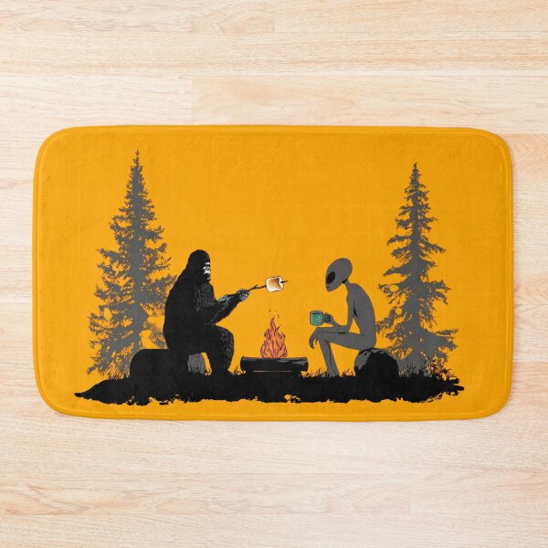 Item preview, Humorous Bigfoot and Alien Campfire S'mores Friendship designed and sold by Cosmic Cactus.