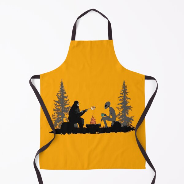Item preview, Humorous Bigfoot and Alien Campfire S'mores Friendship designed and sold by Cosmic Cactus.