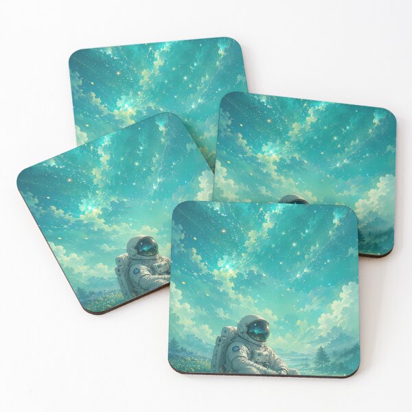 Item preview, Dreamy Astronaut in Wildflower Field | Ethereal Sci-Fi Anime Landscape Art designed and sold by The Artsy Stories.