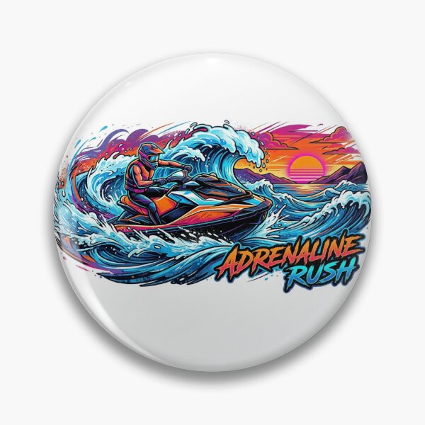 Item preview, Retro Neon Jet Ski Adrenaline Rush – Synthwave Summer Water Sports designed and sold by Wear Sculpt.