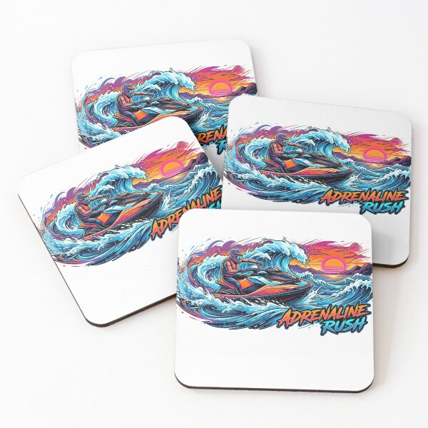 Item preview, Retro Neon Jet Ski Adrenaline Rush – Synthwave Summer Water Sports designed and sold by Wear Sculpt.
