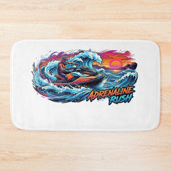 Item preview, Retro Neon Jet Ski Adrenaline Rush – Synthwave Summer Water Sports designed and sold by Wear Sculpt.