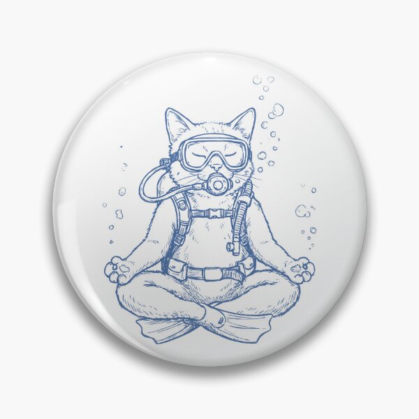 Item preview, Scuba Cat Meditation - Vintage Sketch Art, Ocean Illustration designed and sold by JessArty ⭐⭐⭐⭐⭐.