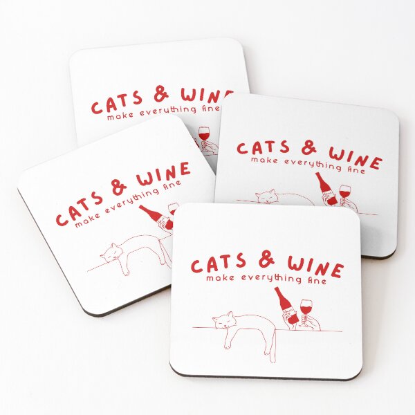 Item preview, Cats & Wine Make Everything Fine | Cute Minimal Cat Lover Design designed and sold by romelleworks.