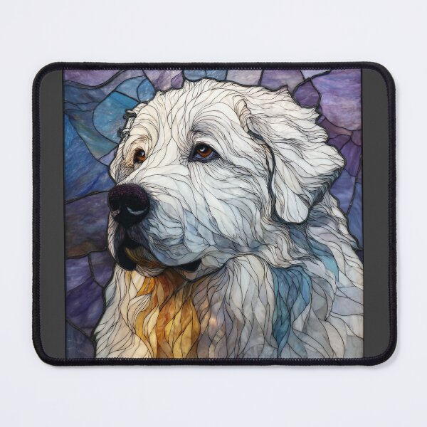 Item preview, Stained glass Great Pyrenees puppy dog designed and sold by MendaciousMina.