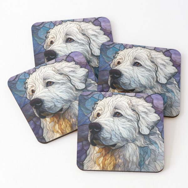 Item preview, Stained glass Great Pyrenees puppy dog designed and sold by MendaciousMina.