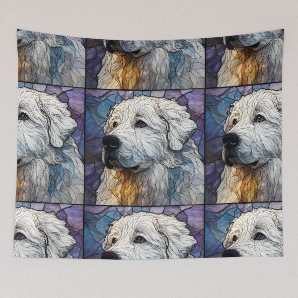 Item preview, Stained glass Great Pyrenees puppy dog designed and sold by MendaciousMina.