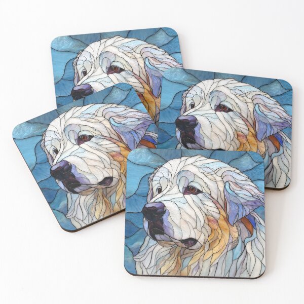 Item preview, Stained glass Great Pyrenees puppy dog designed and sold by MendaciousMina.