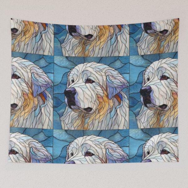 Item preview, Stained glass Great Pyrenees puppy dog designed and sold by MendaciousMina.