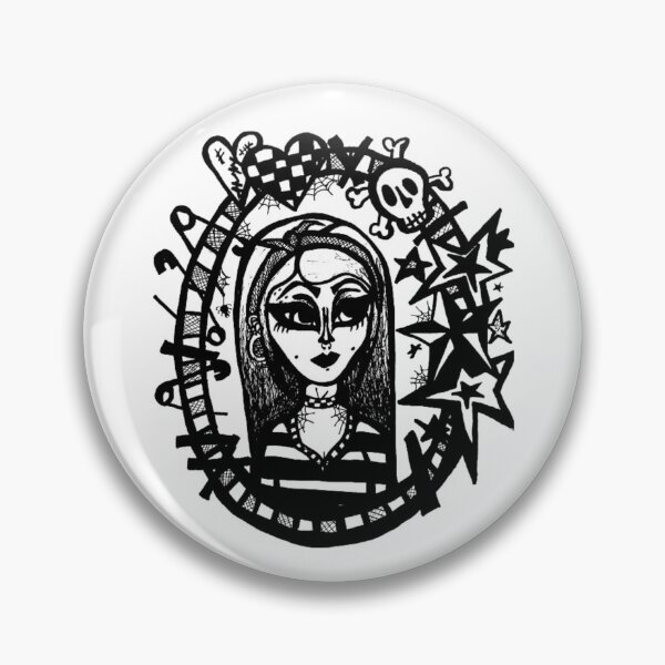 Item preview, Greyscale Tattoo Style Punk Theme Girl designed and sold by KayTurtless.