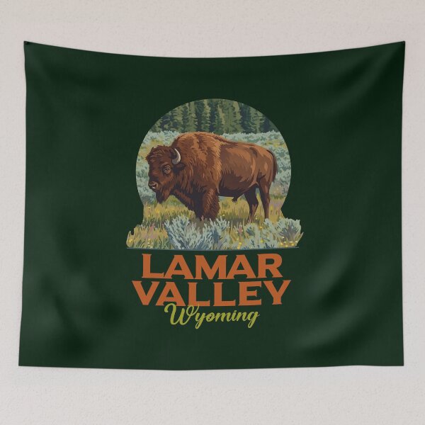 Item preview, Lamar Valley Yellowstone Vintage Bison Illustration designed and sold by LinaValearte.