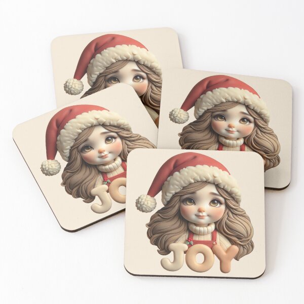 Item preview, Cute Clay Santa Girl Holding JOY Letters | Christmas Polymer Clay Art Design designed and sold by Raslanity.