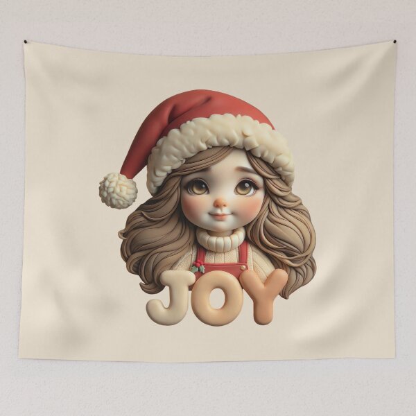 Item preview, Cute Clay Santa Girl Holding JOY Letters | Christmas Polymer Clay Art Design designed and sold by Raslanity.