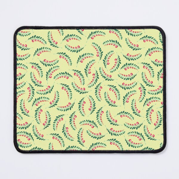 Item preview, green twigs with red berries, floral pattern, Petrykivka style designed and sold by Sunflower-7.