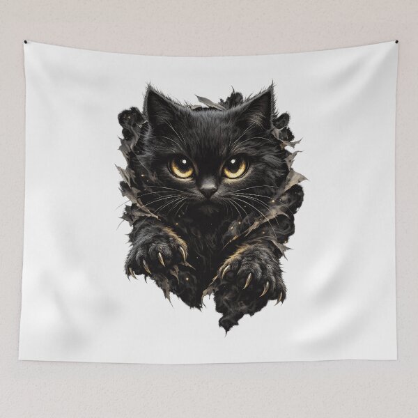 Item preview, Mystic Black Cat Optical Illusion T-Shirt designed and sold by XxZainStylexX.