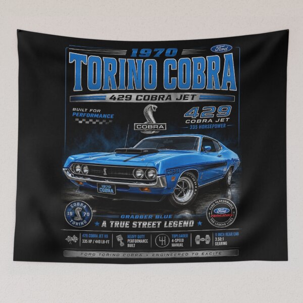 Item preview, 1970 Ford Torino Cobra 429 Cobra Jet Classic Muscle Car Vintage Art designed and sold by TheArtOfCar.