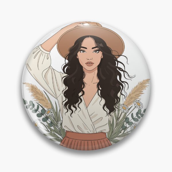Item preview, Boho Chic Woman with Sun Hat - Aesthetic Daisy & Pampas Meadow Art designed and sold by BestChoiceService.