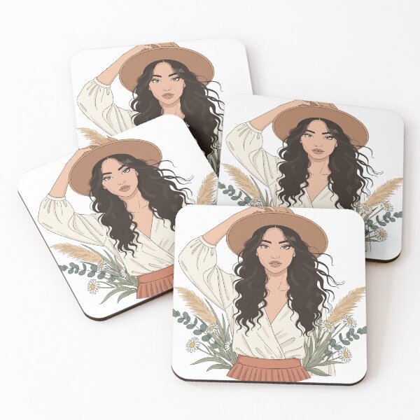 Item preview, Boho Chic Woman with Sun Hat - Aesthetic Daisy & Pampas Meadow Art designed and sold by BestChoiceService.
