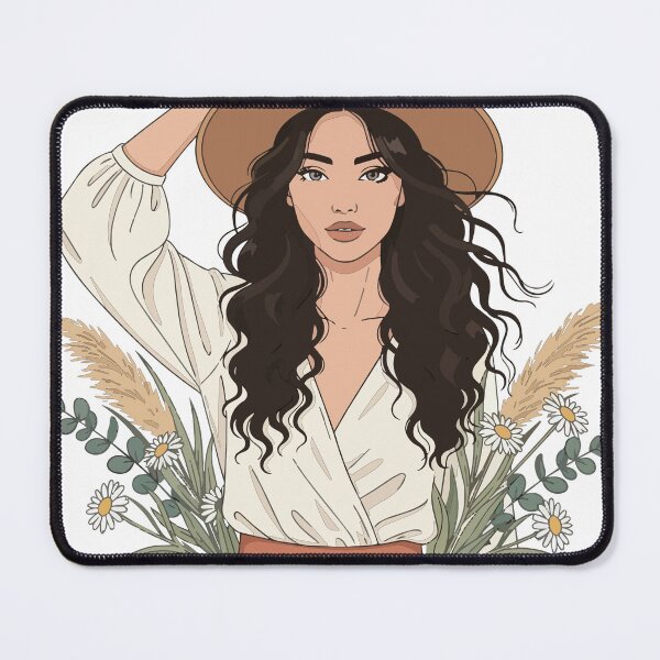 Item preview, Boho Chic Woman with Sun Hat - Aesthetic Daisy & Pampas Meadow Art designed and sold by BestChoiceService.