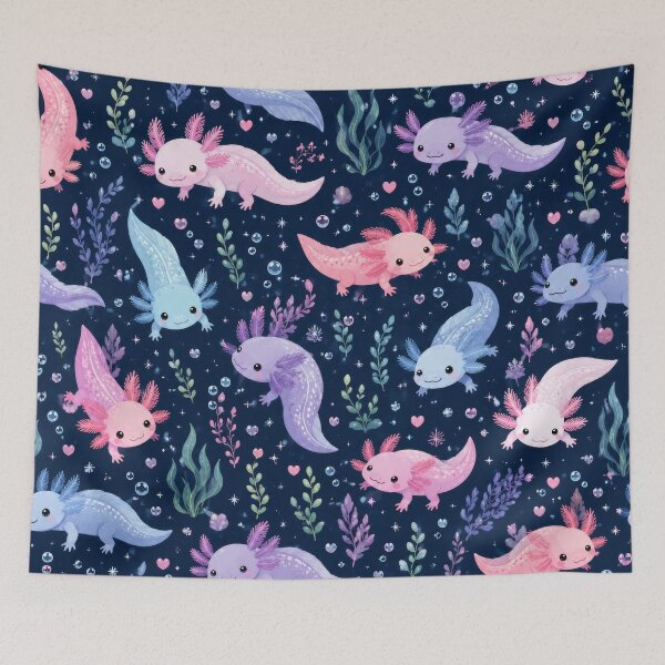 Item preview, Cute Axolotl Underwater Repeat Pattern Artwork designed and sold by ArtComixHaven.