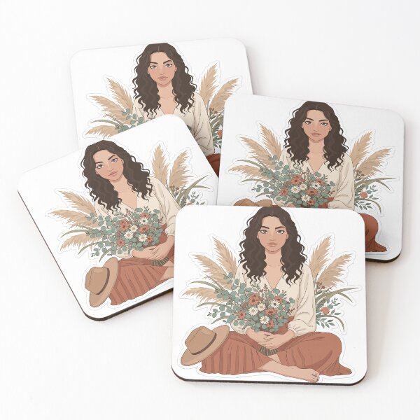 Item preview, Elegant Boho Woman with Sun Hat - Aesthetic Daisy & Pampas Meadow Art designed and sold by BestChoiceService.