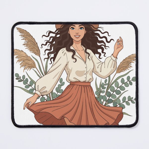 Item preview, Dancing Boho Girl with Sun Hat - Aesthetic Pampas Grass & Meadow Art designed and sold by BestChoiceService.