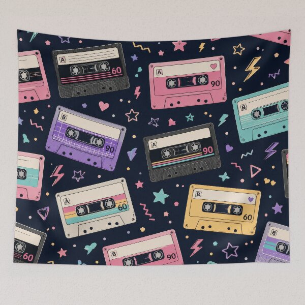 Item preview, Retro Cassette Tape Nostalgic Pattern Artwork designed and sold by ArtComixHaven.
