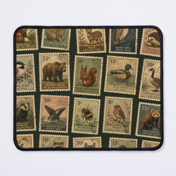 Item preview, Vintage Animal Postage Stamp Pattern Artwork designed and sold by ArtComixHaven.