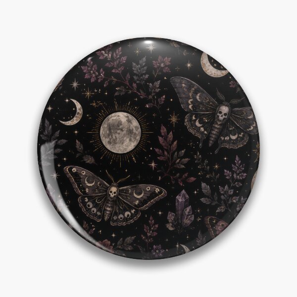 Item preview, Dark Gothic Moths Moonlit Celestial Pattern Artwork designed and sold by ArtComixHaven.