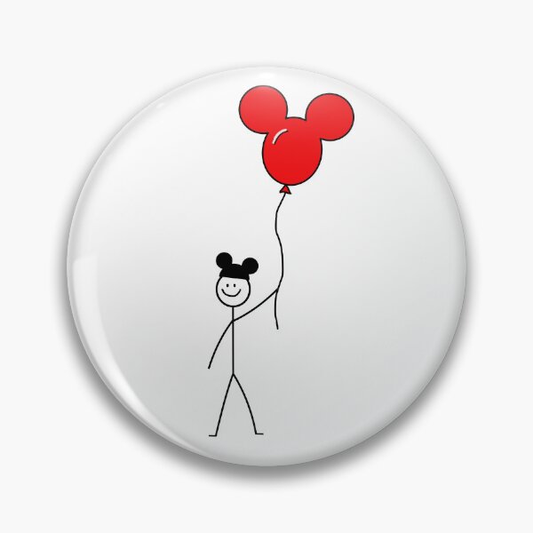 Item preview, Stick Figure with Mickey Mouse Balloon and Hat designed and sold by ScribbleHaus.