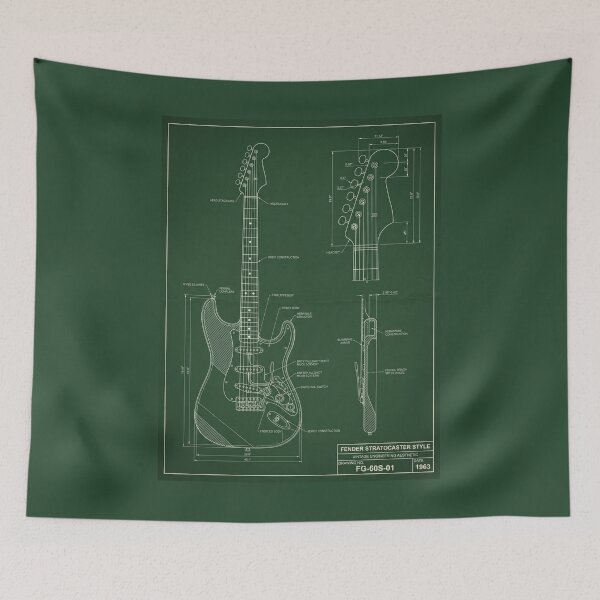 Item preview, Electric Guitar Engineering Blueprint - Musician Decor designed and sold by MarVan-Prints.