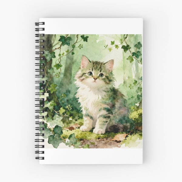 Item preview, Adorable Green Kitten in a Forest designed and sold by Shelley Loewnau-Jones Studio.