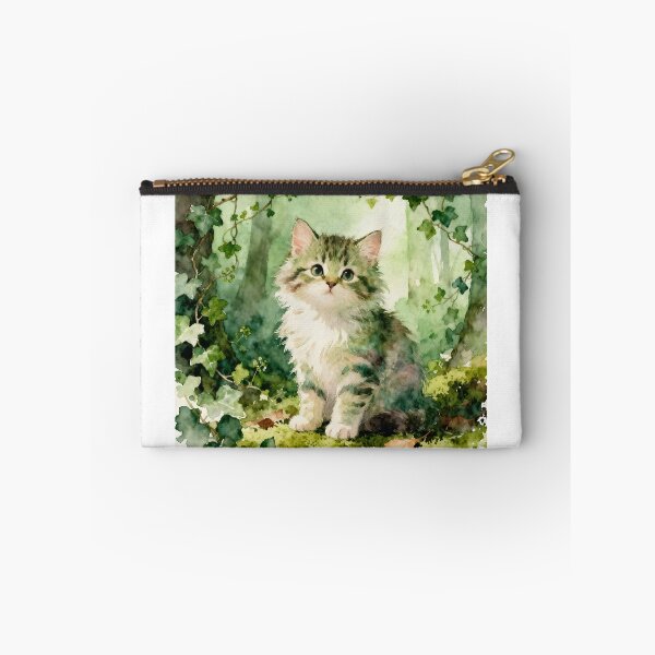 Item preview, Adorable Green Kitten in a Forest designed and sold by Shelley Loewnau-Jones Studio.