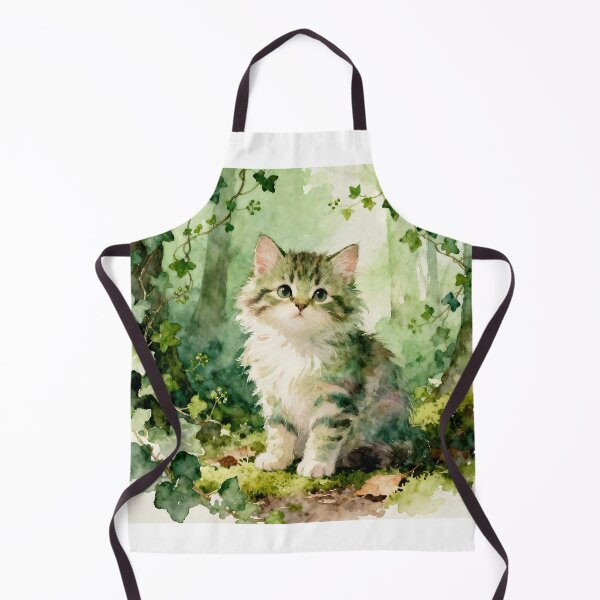 Item preview, Adorable Green Kitten in a Forest designed and sold by Shelley Loewnau-Jones Studio.