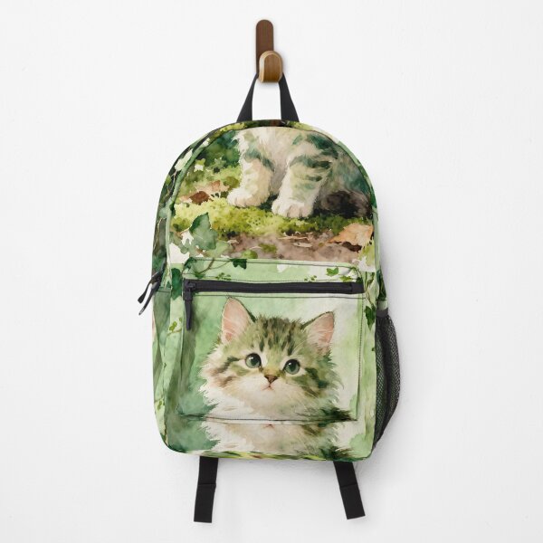 Item preview, Adorable Green Kitten in a Forest designed and sold by Shelley Loewnau-Jones Studio.