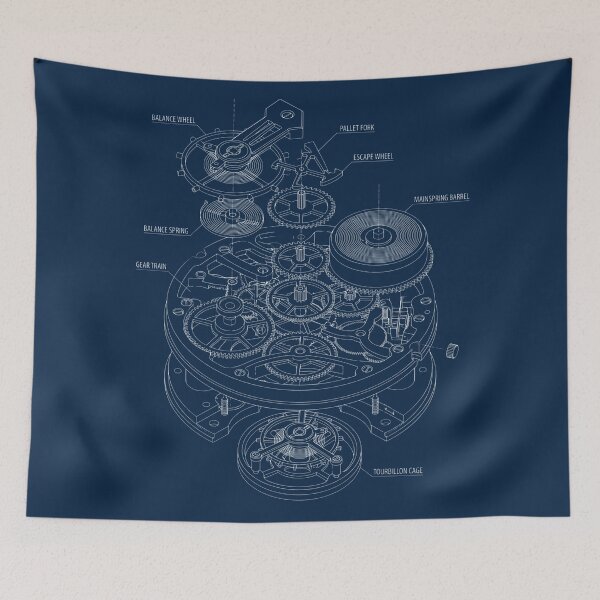Item preview, Mechanical Watch Movement Blueprint - Engineering Art designed and sold by MarVan-Prints.