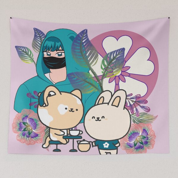 Item preview, Anime Group in Mask with Cochlear Implant Art designed and sold by Kanniax.